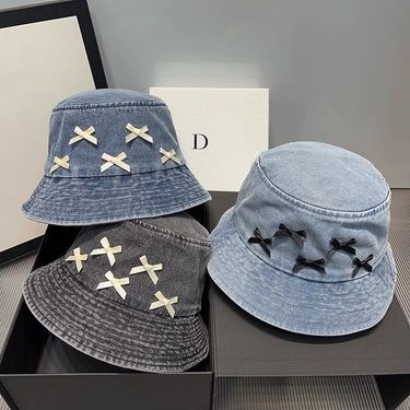 Summer Three-dimensional Bow Denim Fashionable And Cute Sunshade Basin Women's Sunscreen Bucket Hat_voghion.com