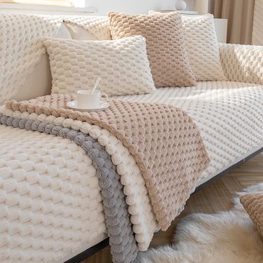 Home & Garden Winter plush sofa cushion thickened cushion simple modern non slip sofa cover cloth towel wholesale supply_voghion.com
