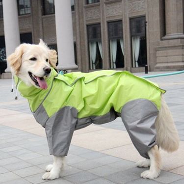 Pet For Medium And Large Dogs Golden Retriever Samoyed Alaskan Malamute Waterproof Four-Legged Dog Hooded Raincoat_voghion.com