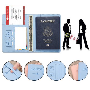 pu leather passport bag rfid multi card slot multi function passport document passport cover_voghion.com