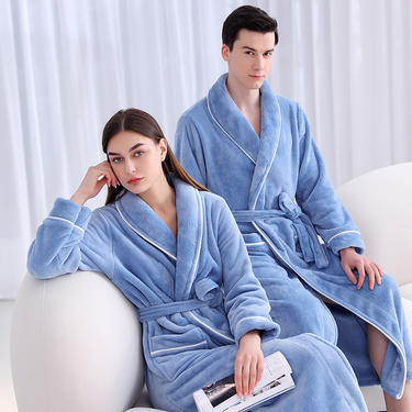 Underwear & Sleepwears Autumn and winter extra long and thick flannel robe for men and women, extra large coral fleece bathrobe_voghion.com