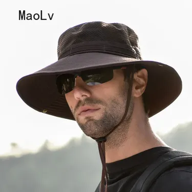 Fashion Hats for Men Fashion SUN VISOR Male Outdoor Hiking Hunting Breathable Mesh Quick Drying Summer Fishing Cap Short Brim_voghion.com