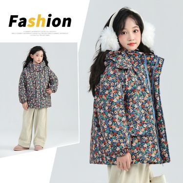 2025 New Autumn And Winter Children's Down Cotton Thick Loose Floral Girl Baby Cold Proof Clothing Warm Coat Cross Border_voghion.com