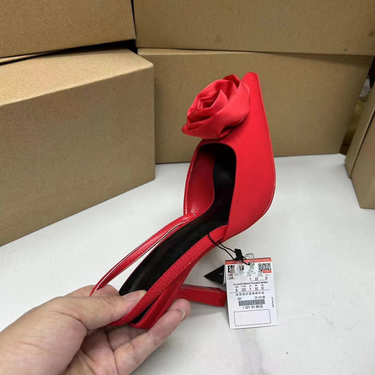 Rose New Thin Heel Pointed Elastic Strap 3D Beautiful Flower Women's Shoes_voghion.com