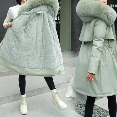 Women's Clothing women's cotton padded coats mid length large fur collar plus velvet cotton padded jackets down cotton padded jackets cotton jackets_ecoleips.com