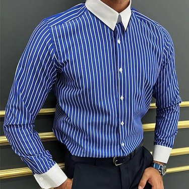Men's Clothing Striped Shirt Men's Spring And Autumn Business Shirt Men's Loose Casual Jacket Long Sleeve Spring And Autumn Tops_voghion.com