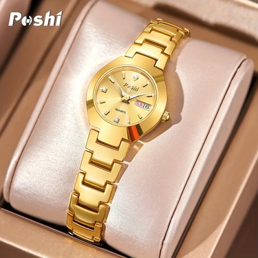 OLEVS Women's Watch Luxury Golden Quartz Watch Elegant Calendar Analog WR Wrist Watch For Daily Life Travel_voghion.com