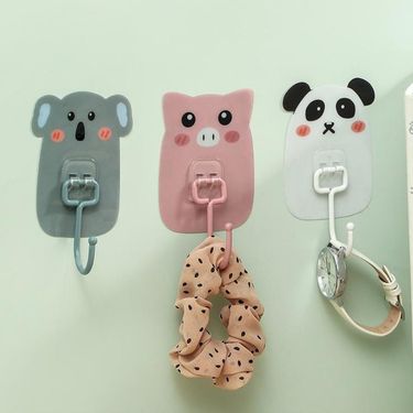 Kitchen creative cute cartoon non-punch hook strong paste hook wall-mounted load-bearing bathroom suction cup hook_voghion.com