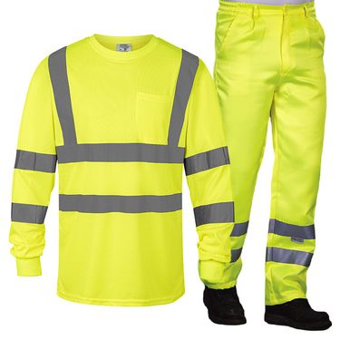 Cross Border Set, Construction Workwear Pants, Men's Breathable Sun Protection High Gloss Reflective T-shirt_voghion.com