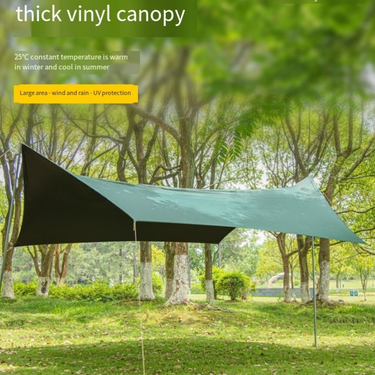 Large outdoor camping tent sunshade camping sunscreen black glue silver hexagonal curtain wind and rain_voghion.com