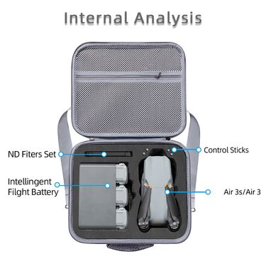 for DJI 3S Storage Air 3 Drone And Accessories Travel Shoulder Organizer Bag Gray_voghion.com