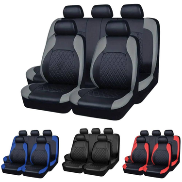 Upgrade Your Car Interior with 9Pcs/Set Quilted Leather Thread Pressing Seat Covers - Airbag Compatible & Breathable!_voghion.com