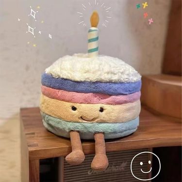 Stuffed Plush Animals Doll Rainbow Birthday Cake Cute Cake Plush Toy Birthday Gift Super Cute_voghion.com
