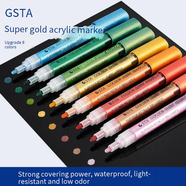 Super Gold Metallic Paint Markers - 2mm Tip, Waterproof, Vibrant Colors For Art, Diy & Crafts_voghion.com