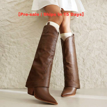 【Pre-sale | Ships In 15 Days】Plus-size Women's Fashion Thigh-length Boots With Pointy Heels And Pull-over Tops_voghion.com