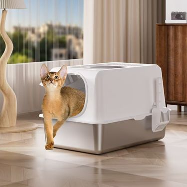 Pet Products Best Selling Top Entry Stainless Steel Cat Litter Box Deodorizing Fully Enclosed Cat Litter Box Deodorizing Multifunctional_voghion.com