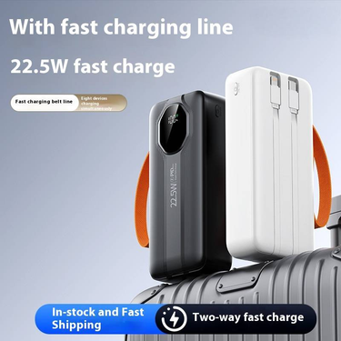 30000mAh PD 22.5W Fast Charging Power Bank With Built-in Cable, Portable External Battery Pack For IPhone/Samsung/Tablet_voghion.com