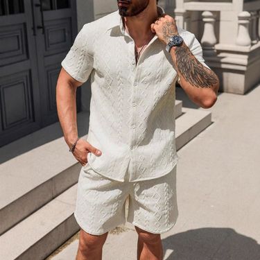 Men's Clothing Shirt Casual Loose Short Sleeved Shorts_voghion.com