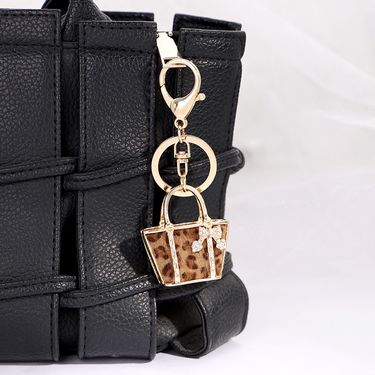Creative Leopard Print Small Bag Shape Keychain Exquisite Car Pendant Small Gift Spot_voghion.com