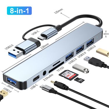 8-IN-2 3.0 HUB Dock Station 5Gbps High Speed Transmission Splitter Type C to USB OTG Adapter For book Pro_voghion.com