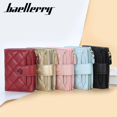 Texture fashion zip lozenge wallet women short European and American trend bifold student money clip_voghion.com