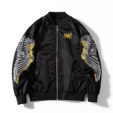 2026 Fashion Outerwear Men 100% Polyester Stand Collar Splicing Casual Loose Embroidered Baseball Uniform American Style Zipper Bomber Jacket_voghion.com