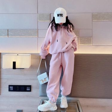 Spring 2024 New Style Children's Stylish Hoodie Medium and Large Girls' Autumn Sports Two piece Set Trendy_voghion.com