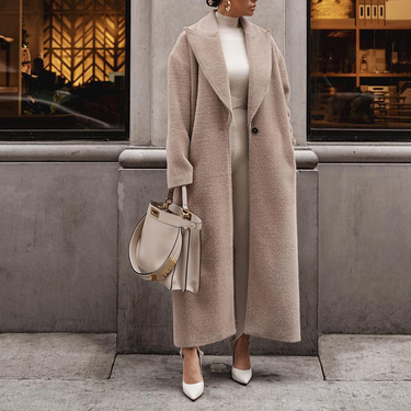 Women's fashion casual warm coat long sleeve lapel plush top_voghion.com