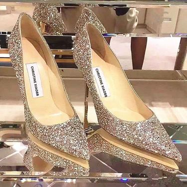 Women's Shoes Wedding Dress Two-Wear Bridal Crystal Dress Annual Sequin High Heels Engagement Shoes Women's Stiletto Heels_voghion.com