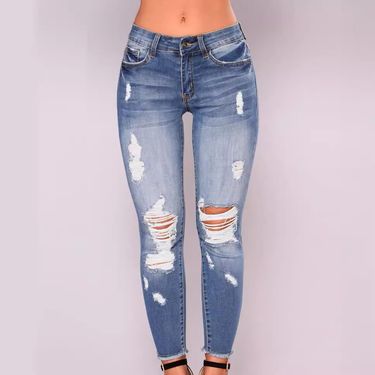 Women's Clothing Elastic Slim Fit Ripped Skinny Jeans For Women_voghion.com