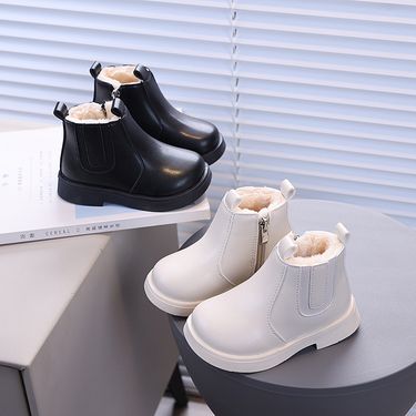 Short 2024 Winter New Korean Edition Girls' Martin Fashion Baby Cotton Middle and Small Children's Warm Leather Boots_voghion.com