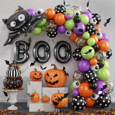 Halloween Ghost Festival Theme Party Decoration Flag Aluminum Film Balloon Package Halloween Latex Balloon Set Wholesale_voghion.com