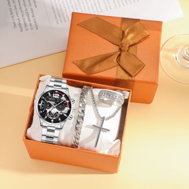 Men's Watches New Fashion Business Men's Watch Calendar Watch Men's Steel Watch Business Bracelet Set_voghion.com