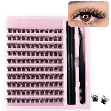 Split eyelash set Thick black glue tweezers_voghion.com