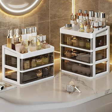 Luxury Acrylic Cosmetic Organizer Large Capacity Makeup Storage Box For Skincare Lipsticks Brushes Clear Display Case With Dust Proof Lid_voghion.com