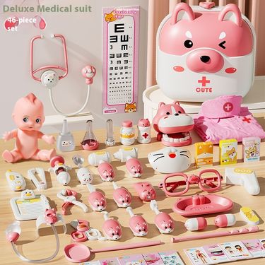 Children's doctor toy set, girl playing house, nurse, injection, baby's medicine, little boy's stethoscope_voghion.com