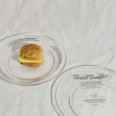 Tempered Glass INS Style Pasta Household Transparent Dish Simple Steak Dessert Cake Plate_voghion.com