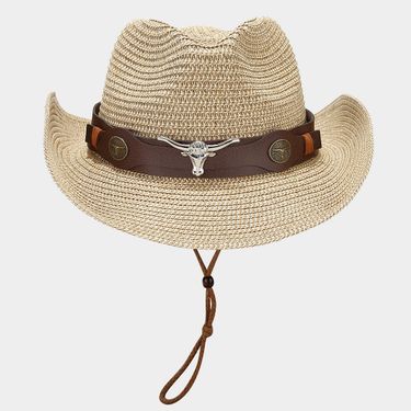 Mixed Color Western Cowboy Straw Outdoor Sun Hat UV Protection_voghion.com