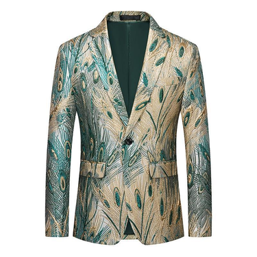2024 New Trendy Peacock Feather Tail Autumn/Winter Men's Coat Casual Large Size Suit Single West_mkmklike.com