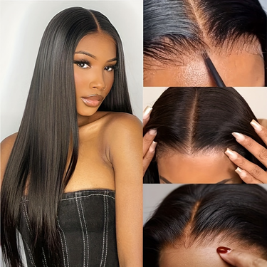 180% density Brazilian human hair 13*4 front lace straight hair wig head closed front wear natural fashion suitable for women's daily use_voghion.com