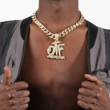Fashion Full Diamond Hip Hop Men's Necklace Jewelry OTF Pendant_voghion.com