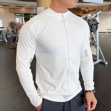 Men's Running Sports Fitness Jacket, Cycling Long Sleeve Quick-drying Tights Running Training Suit_voghion.com