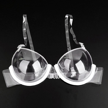 Weizhifu Transparent Plastic 3/4 Cup Clear Strap Invisible Bra Women\'s Sexy Underwear_voghion.com