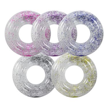 Glitter Transparent PVC Swim Ring For Adults - Thickened Armrest Float With Non-Slip Grip (Beginner-Friendly Heavy-Duty 600D UV-Resistant)_voghion.com