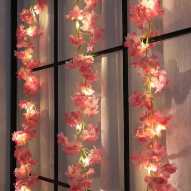 Pink Cherry Blossom LED String Lights,Battery-Powered,Switch-Controlled,Floral Decor For Bedroom,Fireplace,Staircase,Party,WeddingChristmas,Halloween_voghion.com