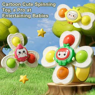 Baby Cartoon Suction Table Revolving Music Children's Baby Toy 01 Years Old Puzzle Grasp Training ChildrensToys_voghion.com