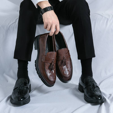 New Fashion Genuine Leather Tassel Business Casual Loafer Shoes For Men Black Business Formal Leather Shoes For Daily Office Casual Men's Shoes For Dr_voghion.com