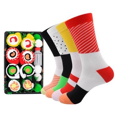 Creative Sushi Socks, Trendy Socks, Mid-calf Combed Cotton Socks, Christmas Gift Box Set, High-top Couple Casual Socks No.c16_voghion.com
