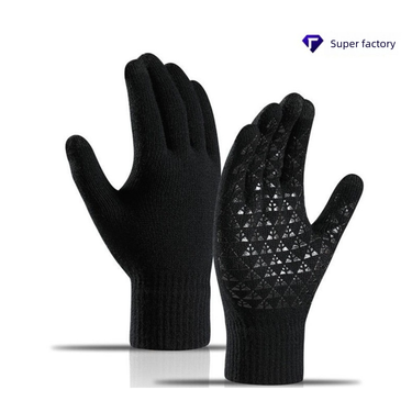 Autumn Fleece Lined Thickened Touchscreen Knitted Cycling Cold-Proof Non-Slip Screen Printed Winter Warm Gloves_voghion.com