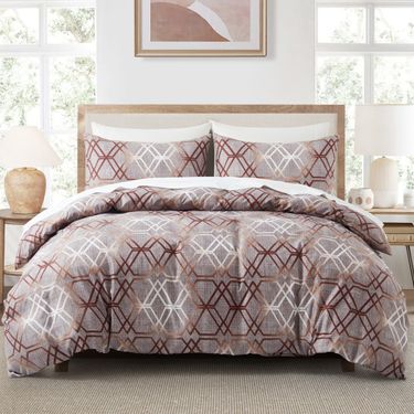 Rose Gold Geometric Honeycomb Duvet Cover Set - 3PC Luxury Bedding - Soft Breathable Fabric - US/EU/AU Sizes - Hotel & Home Decor_voghion.com